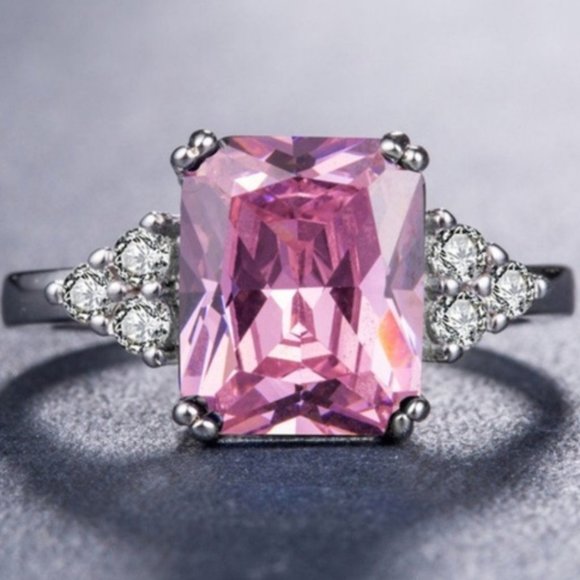 New 925 Sterling Silver Pink Sapphire Ring - Picture 2 of 3